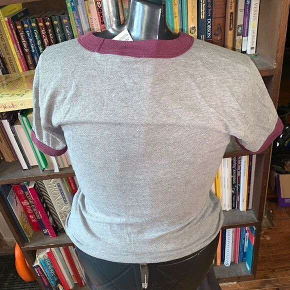 Victoria’s Secret sequin logo gray & maroon XS baseball tee - Picture 2 of 3